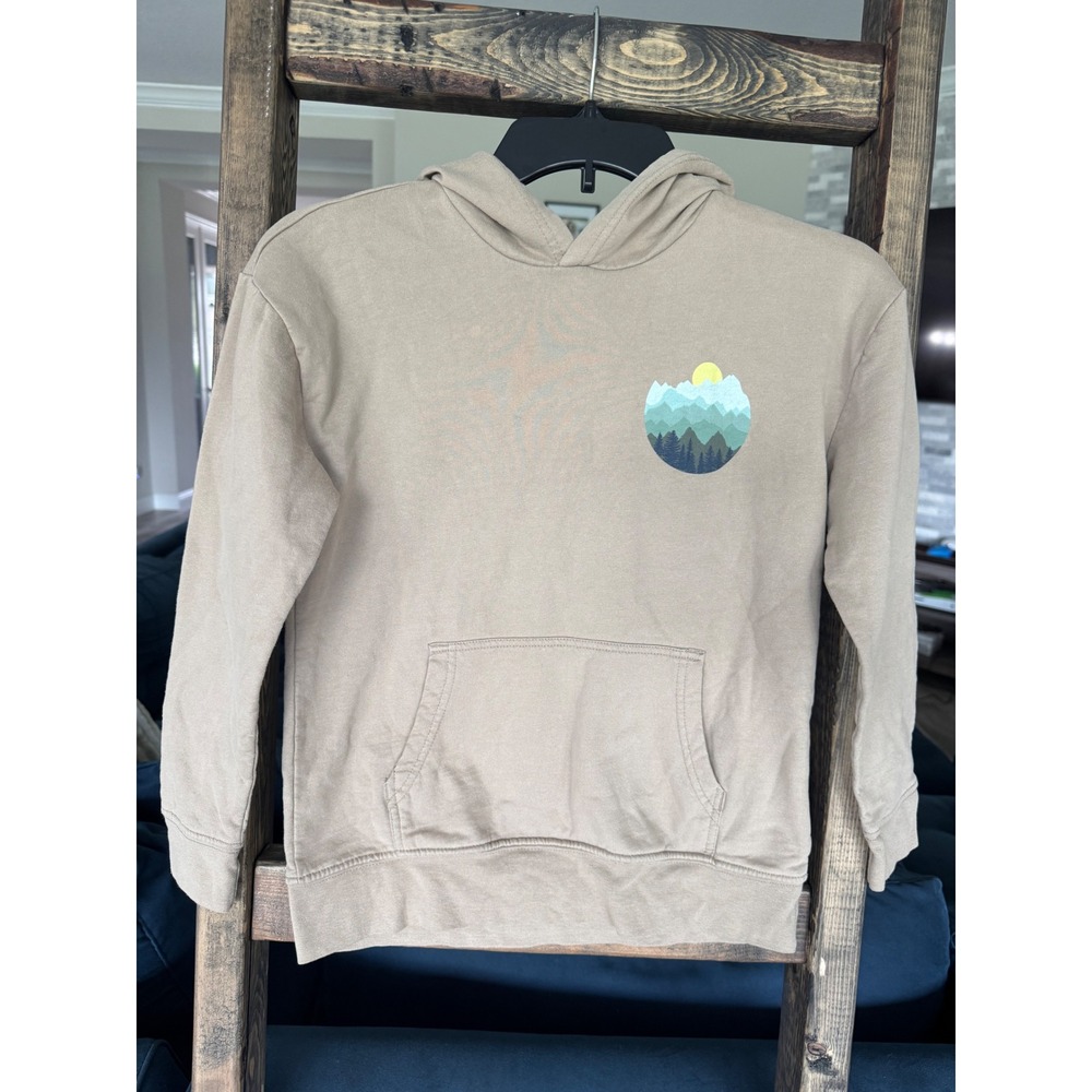 Tommy Bahama Boys Khaki Mountain Graphic Fleece Hoodie Sweatshirt L 10/12